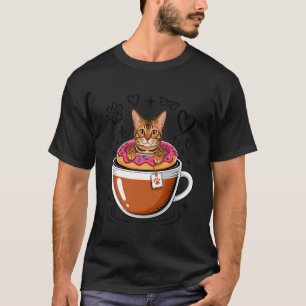 Coffee Bengal Cat Donut T-Shirt