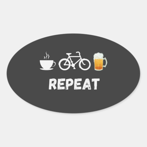 Coffee bicycle beer repeat oval sticker