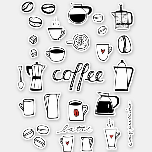 Coffee Black and White Caf Sticker