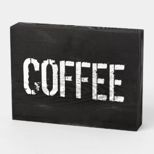 "Coffee" black letters white Wooden Box Sign