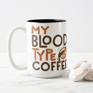Coffee Blood Type Graphic for Coffee Lover Gift Two-Tone Coffee Mug