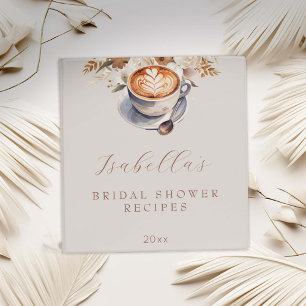 Coffee Boho Floral Bridal Shower Recipe 3 Ring Binder