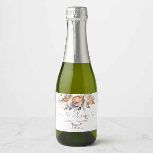 Coffee Boho Floral Bridal Shower  Sparkling Wine Label