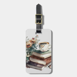 Coffee Boho Floral Watercolor Luggage Tag