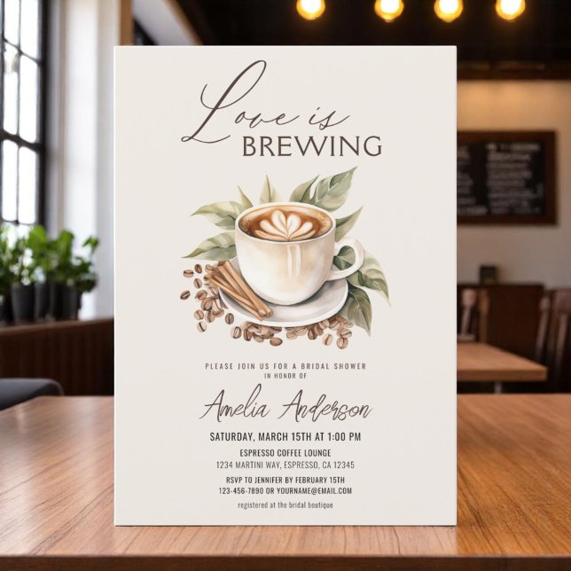 Coffee Boho Love is Brewing Bridal Shower Invitation (Creator Uploaded)