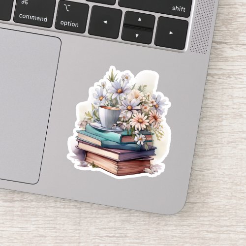 Coffee Books and Daisies Sticker