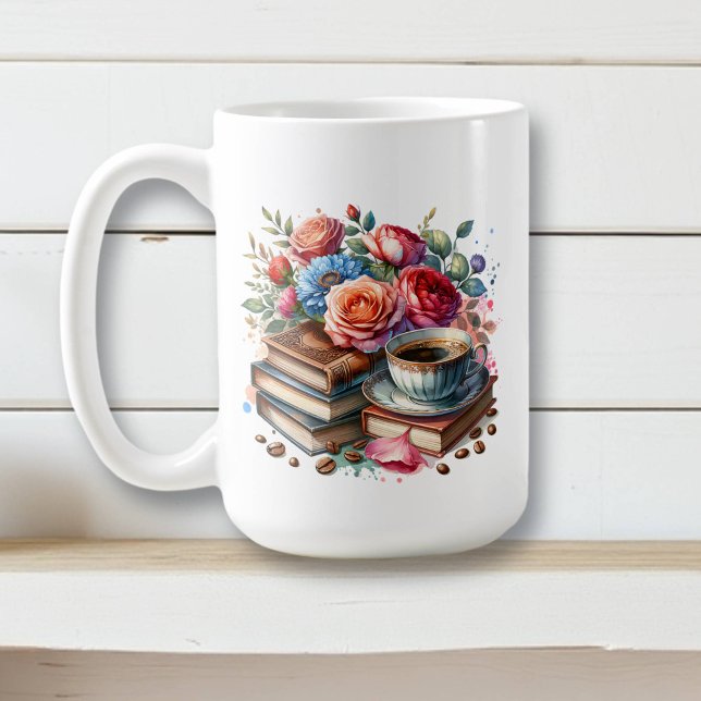 Coffee, Books and Flowers  Coffee Mug (Creator Uploaded)