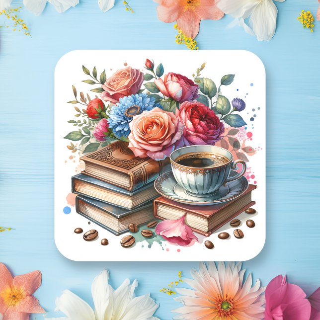 Coffee, Books and Flowers Envelope Seal (Creator Uploaded)