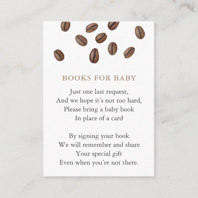 Coffee Books For Baby's Library Modern Baby Shower Enclosure Card (Front)