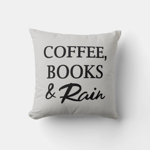 Coffee Books  Rain Square Throw Pillow