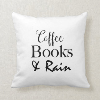 Coffee Books & Rain Throw Pillow