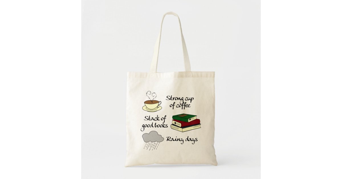 Coffee Books & Rain - Black Tote Bag by Sycamore and Slate