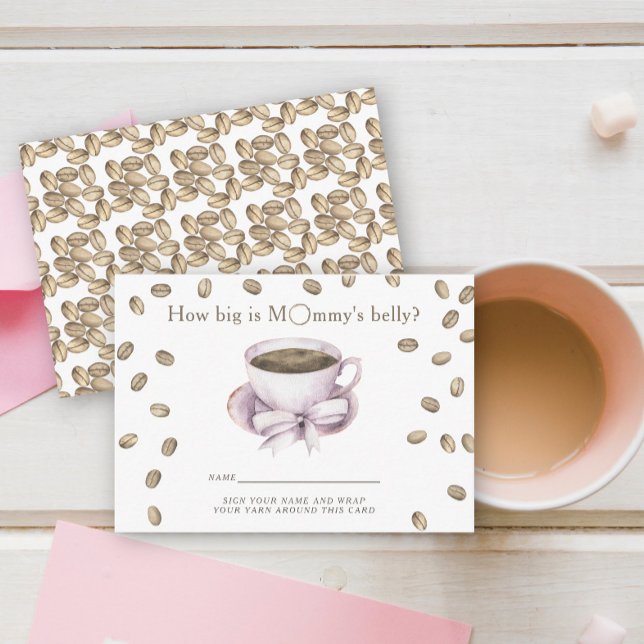 Coffee Bow Baby shower How big is mommy's belly  Enclosure Card (Creator Uploaded)