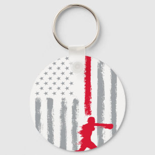coffee boxing- Vintage USA American Flag for boxin Keychain