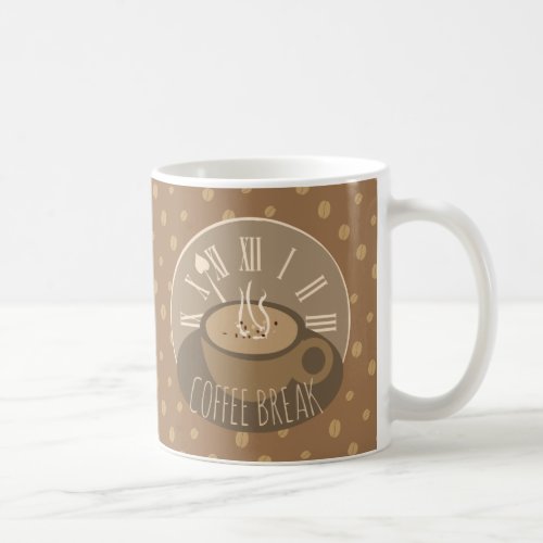 Coffee Break Clock and Beans Coffee Mug