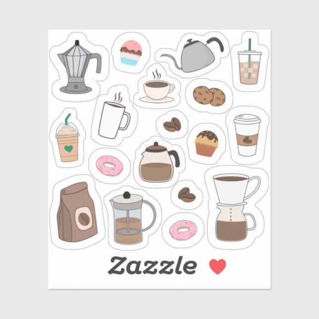 Coffee Break Coffee House Cute Bullet Journal  Sticker (Sheet)