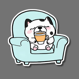Coffee Break Dog Waterproof Sticker