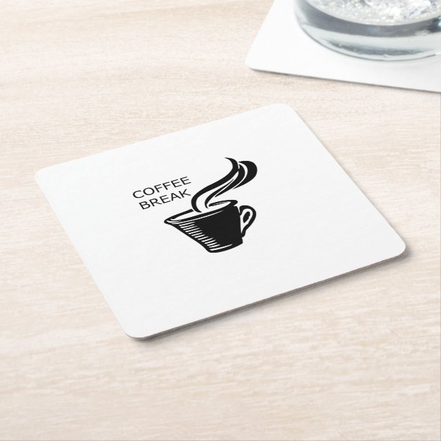 Coffee Break Square Paper Coaster (Angled)