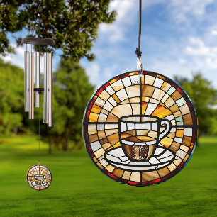 "Coffee Break" Stained Glass Look Wind Chime