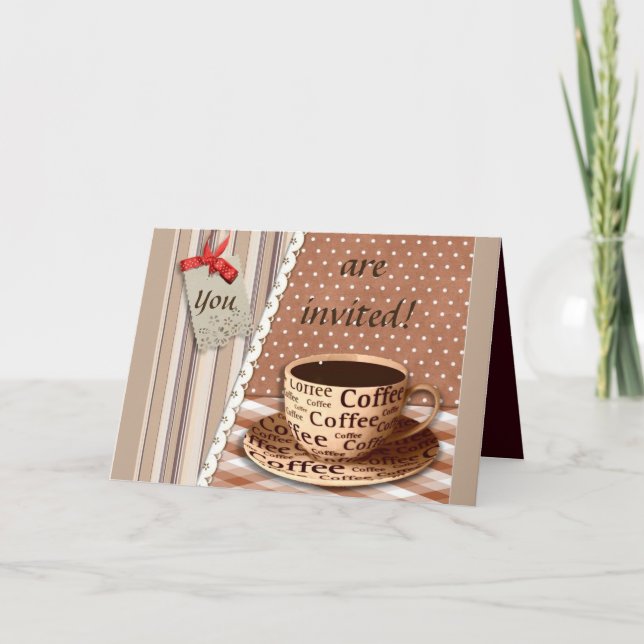 COFFEE BREAK, VINTAGE BREAK TIME COFFEE CUP INVITATION (Front)