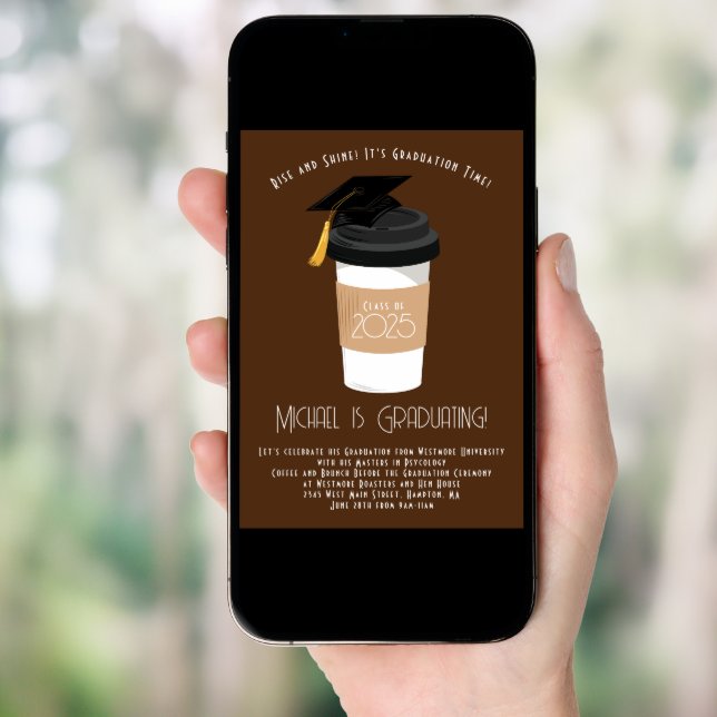 Coffee Breakfast Brunch Graduation Party Invitation (Front Digital)