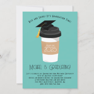 Coffee Breakfast Brunch Graduation Party Teal Invitation