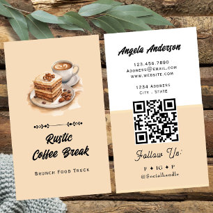 Coffee Breakfast Theme QR Code and Website Business Card