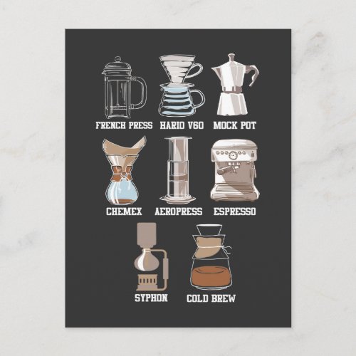 Coffee Brew Method Caffeine Espresso Latte Postcard