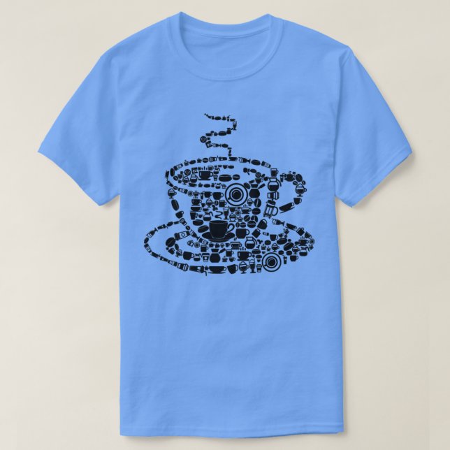 Coffee Brewed Steaming Java Picture Mosaic Cup Sau T-Shirt (Design Front)