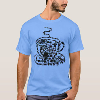 Coffee Brewed Steaming Java Picture Mosaic Cup Sau T-Shirt