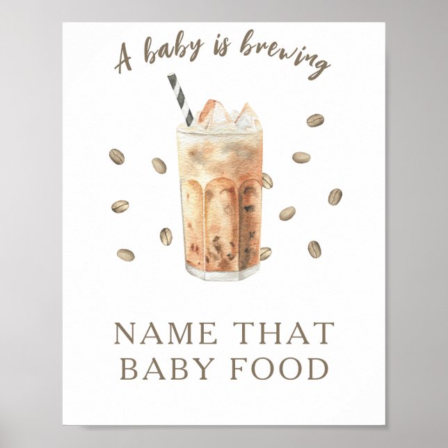 Coffee brewing baby shower Baby food game Poster (Front)