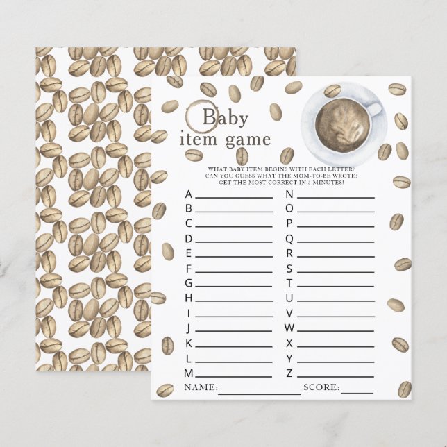 Coffee brewing Baby shower Baby Item Game (Front/Back)