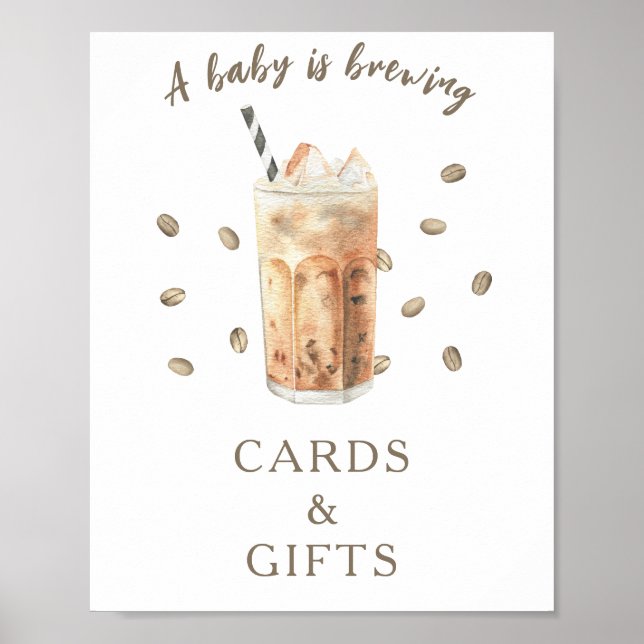 Coffee brewing baby shower Cards and Gifts Poster (Front)