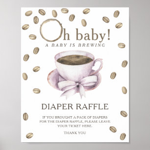 Coffee brewing baby shower - diaper raffle poster