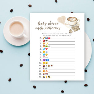 Coffee brewing baby shower Emoji picture game