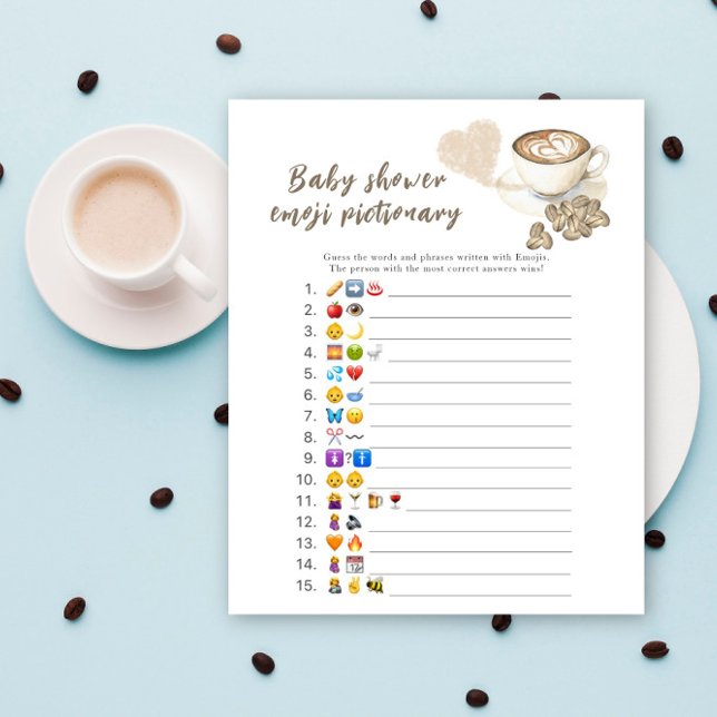 Coffee brewing baby shower Emoji picture game (Creator Uploaded)