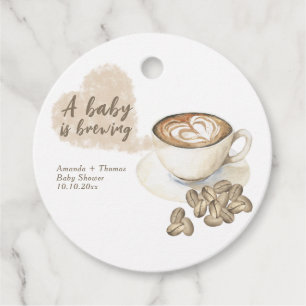 Coffee brewing Baby shower Favor Tags