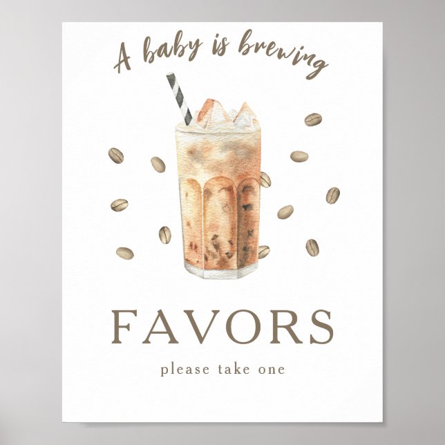 Coffee brewing baby shower Favors Poster (Front)
