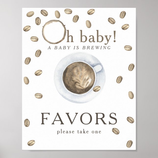 Coffee brewing baby shower Favors Poster (Front)