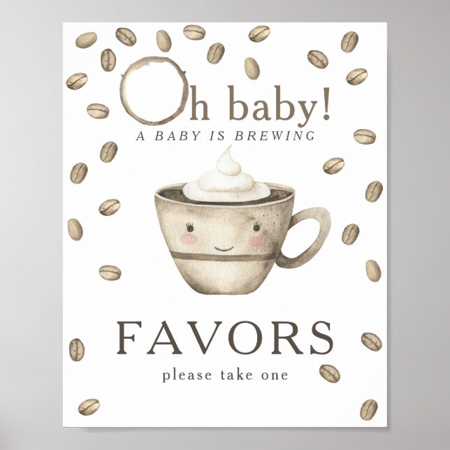 Coffee brewing baby shower Favors Poster (Front)