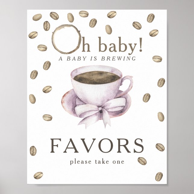 Coffee brewing baby shower Favors Poster (Front)