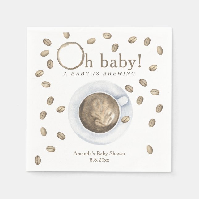 Coffee brewing Baby shower Napkins (Front)
