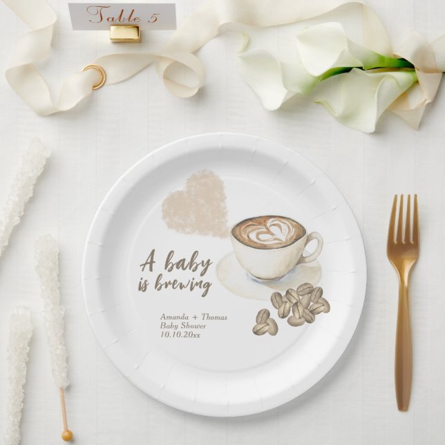 Coffee brewing Baby shower Paper Plates (Wedding)