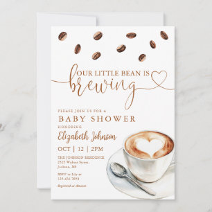 Coffee Brewing Baby Shower Photo QR Code Invitation