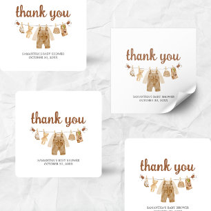 Coffee Brewing Baby Shower Square Sticker