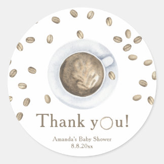 Coffee brewing Baby shower Thank you Classic Round Sticker