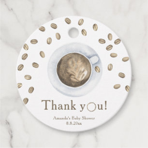 Coffee brewing Baby shower Thank you Favor Tags