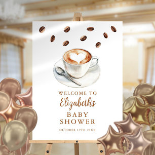 Coffee Brewing Baby Shower Welcome Sign