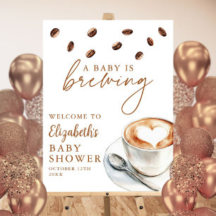 Coffee Brewing Baby Shower Welcome Sign