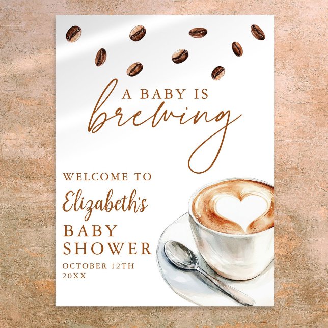 Coffee Brewing Baby Shower Welcome Sign (Coffee Brewing Baby Shower Welcome Sign)